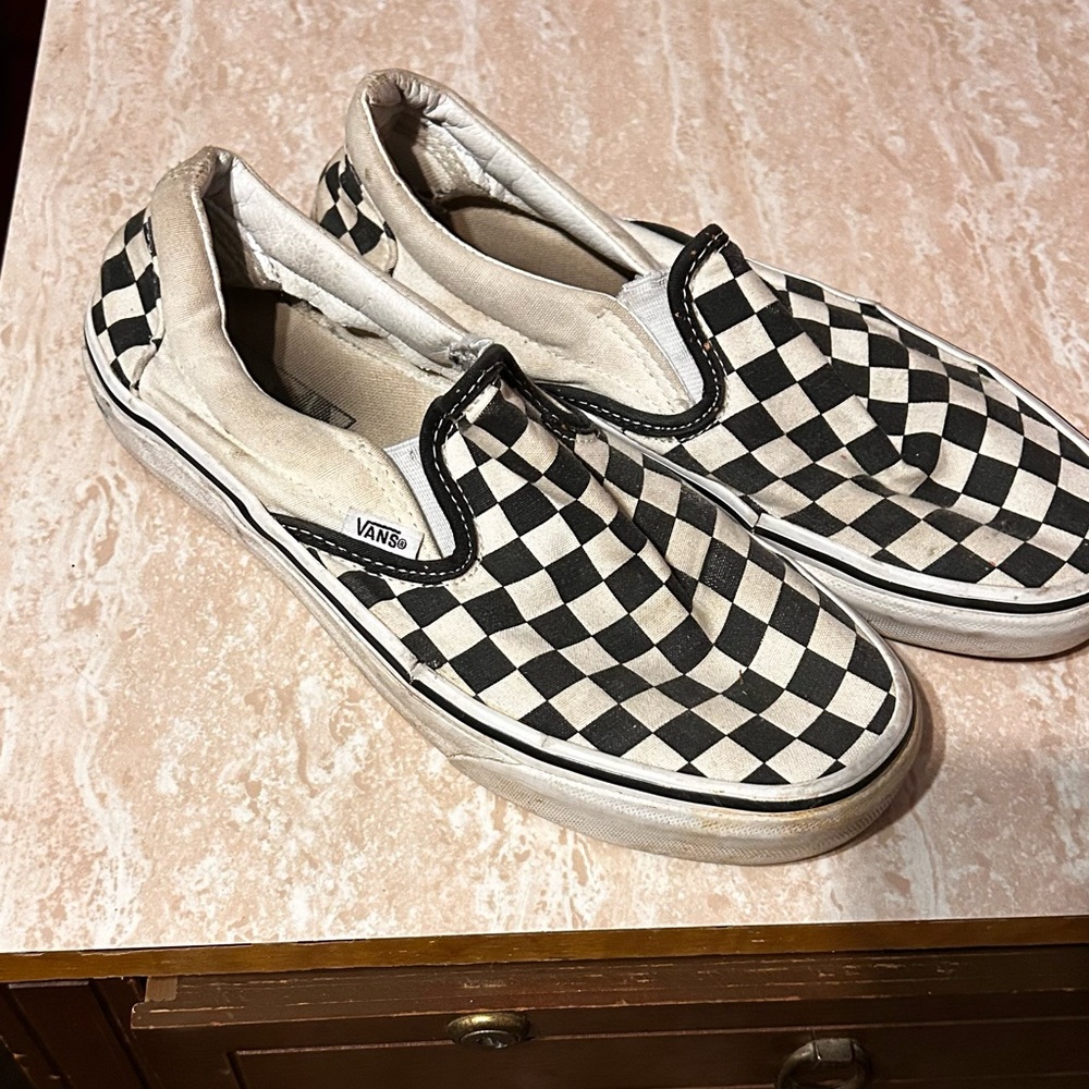 Vans Black and White Checkerboard Slip-Ons